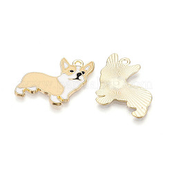 合金エナメルチャーム  カドミウムフリー＆鉛フリー  ライトゴールド  ウェルシュコーギー  モカシン  23x24.5x1mm  穴：1.6mm&nbsp;ENAM-S127-014B-01-RS