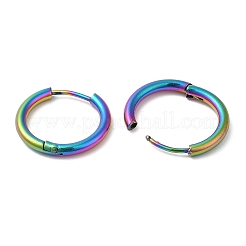 イオンプレーティング(ip)チタン合金ハギーフープピアス女性用  虹色  12ゲージ  16x2mm&nbsp;EJEW-A100-01B-RC
