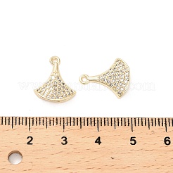 真鍮製マイクロパヴェキュービックジルコニアペンダント  ファンチャーム  14KGP本金メッキ  15x12.5x3mm  穴：1.2mm&nbsp;LS-KK-B133-02G