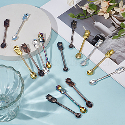 5Pcs 5 Colors Cat Shape Alloy Rhinestone Spoon&nbsp;FIND-DR0001-61