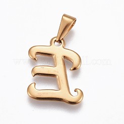304ステンレスペンダント  ラインストーン付き  文字L  文字.e  20.5x16.5x2mm  穴：3~3.5x7.5~8mm&nbsp;STAS-F202-16G-E