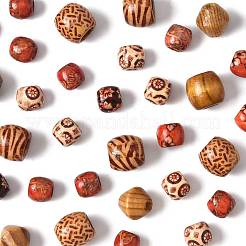 161Pcs 8 Styles Printed Natural Wood Beads&nbsp;WOOD-FS0001-52