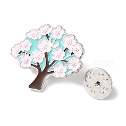 桜のエナメルピン  バックパック用合金ラペルピンバック  プラチナ  ピンク  24.5x28mm&nbsp;JEWB-L022-02B-P