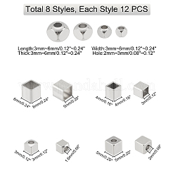 96Pcs 8 Style 304 Stainless Steel Beads&nbsp;STAS-DC0005-74