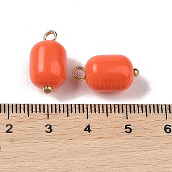 アクリルパーツ  真鍮のループを有します  コラム  オレンジ  16x9.5mm  穴：1.6mm&nbsp;MACR-C033-09B