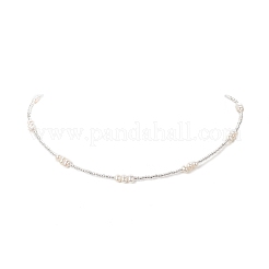天然パールとシードビーズの女性用ネックレス  乳白色  16.69インチ（42.4cm）&nbsp;NJEW-JN04215