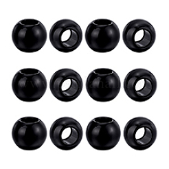304ステンレススチールヨーロピアンビーズ12個  大穴ビーズ  ラウンド  ブラック  12x9.5mm  穴：6mm&nbsp;OPDL-PH0001-06B