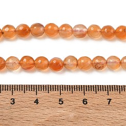天然石瑪瑙ビーズ連売り  染め＆加熱  ラウンド  多面カット  砂茶色  6mm  穴：1mm  約62個/連  14.37~14.76インチ（36.5~37.5cm）&nbsp;G-C082-A01-62