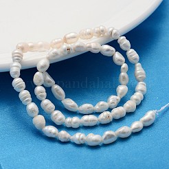 天然養殖淡水パールビーズ連売り  ねじり模様  ライス  乳白色  4~5mm  穴：0.8mm  約40個/連  12.99インチ〜13.18インチ（33~33.5cm）&nbsp;PEAR-L001-G-20-01