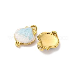 304 Stainless Steel Light Cyan Enamel Shell Shape Connector Charms&nbsp;STAS-U061-06G