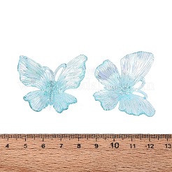 透明なプラスチックペンダント  蝶のチャーム  ABカラーメッキ  空色  33.5~36x39~40x10~11.5mm  穴：7.5~9.5x2.5~3mm  約335個/500g&nbsp;KY-N025-44C