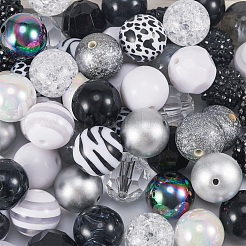 DIY ブレスレット ネックレス メイキング キット  アクリル＆レジンストライプラウンドビーズ入り  304ステンレススチール丸カン  合金の留め金  鉄端チェーン  ミックスカラー  235個/セット&nbsp;DIY-TA0004-52