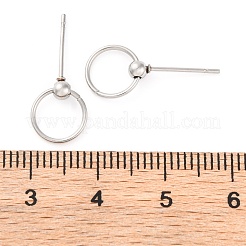 変色防止 304 ステンレススチール スタッド イヤリング金具  201ステンレススチールボール付き  ステンレス鋼色  20mm  ピン：0.7x11mm&nbsp;STAS-H226-08P-02