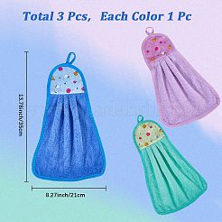 3Pcs 3 Colors Supersoft Fibre Hanging Hand Towel Napkin for Wash and Kitchen Basin&nbsp;TOOL-DJ0001-57A