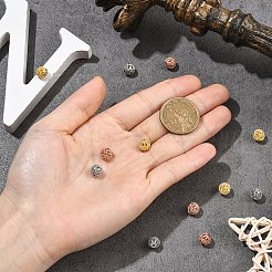 12個3色ラックメッキ真鍮中空ビーズ  カドミウムフリー＆鉛フリー  ラウンド  ミックスカラー  8mm  穴：1.2mm  4個/カラー&nbsp;KK-YW0003-95