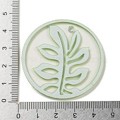 オペークアクリルパーツ  葉付きのフラットラウンド  ライムグリーン  45x3mm  穴：3.5mm&nbsp;BACR-C001-01A