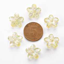 透明なアクリルビーズ  ABカラー  花  きいろ  14.5x15.5x7mm  穴：1.8mm  約657個/500g&nbsp;TACR-S154-45C-915