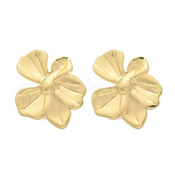 304ステンレススチールスタッドピアス  イオンプレーティング（ip）  花  18KGP本金メッキ  27x29.5mm&nbsp;EJEW-U047-16G