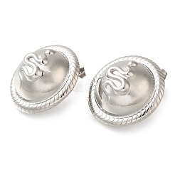 304 Stainless Steel Flat Round with Snake Stud Earrings&nbsp;EJEW-I312-07P