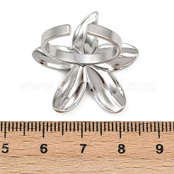 女性用調節可能な304ステンレススチールカフリング  花  ステンレス鋼色  27.5x30mm  usサイズ6 1/2(16.9mm)&nbsp;RJEW-B135-07P