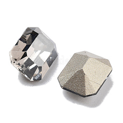 K9ガラスラインストーンカボション  尖ったバック＆バックメッキ  長方形  クリスタルサテン  10x8x5.5mm&nbsp;GLAA-H034-07D-001SA