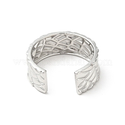 Non-Tarnish 304 Stainless Steel Textured Open Cuff Ring for Men Women&nbsp;RJEW-I085-23P