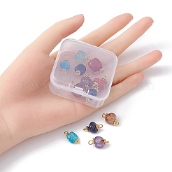 12Pcs 4 Colors Natural Agate Dyed Beads Connector Charms&nbsp;FIND-YW0003-73