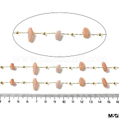 手作りの天然サンストーンチップビーズチェーン  ハンダ付け  ラックメッキ真鍮のパーツ  長持ちメッキ  鉛フリー＆カドミウムフリー  スプールで  18KGP本金メッキ  5~14x2~7x3~7mm&nbsp;CHC-F020-09G-06