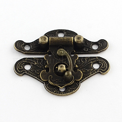 木箱ロックキャッチクラスプ  ジュエリーボックスラッチハスプロッククラスプ  アンティークブロンズ  38x49x7.5mm  穴：3mm&nbsp;IFIN-R203-48AB