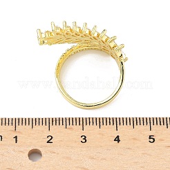 Brass Micro Pave Cubic Zirconia Adjustable Cuff Rings for Women&nbsp;RJEW-B127-01G