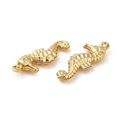 真鍮チャーム  18KGP本金メッキ  タツノオトシゴ  21x8x3mm  穴：1mm&nbsp;KK-O100-16G-02