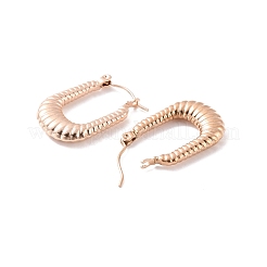 イオンプレーティング（IP）304ステンレススチール長方形フープピアス  女性用クロワッサンピアス  ローズゴールド  24x15.5x4mm  ピン：0.6mm&nbsp;EJEW-P198-01RG