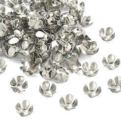 5 -petal鉄の花のビーズキャップ  プラチナ  8x4mm  穴：1mm&nbsp;IFIN-M008-02P