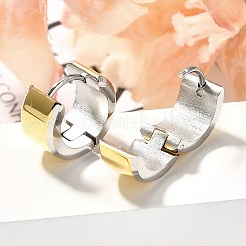女性用304ステンレスフープピアス  316サージカルステンレススチール製耳ピン付き  イオンプレーティング（ip）  リング  ゴールデン·ステンレス鋼色  13.5x7mm&nbsp;EJEW-C096-47GP