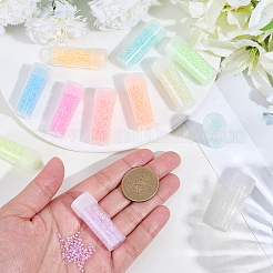 120g 12 Colors Glow in the Dark Luminous Transparent Glass Round Seed Beads&nbsp;SEED-SC0001-57