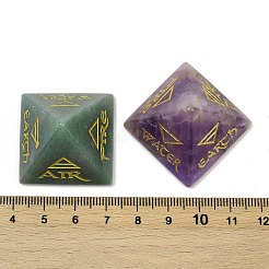 天然黒曜石、レッドジャスパー、アメジスト、タイガーアイ、ローズクォーツ、グリーンアベンチュリンオルゴナイトピラミッドディスプレイデコレーション6個  シンボル付き  置物家の装飾  治癒のためのレイキエネルギーストーン  30.5x30.5x24.5mm&nbsp;G-C186-06