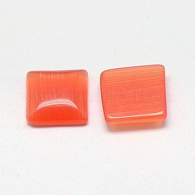 キャッツアイカボション  正方形  サンゴ  10x10x2.5mm&nbsp;CE-J006-10x10mm-01-1