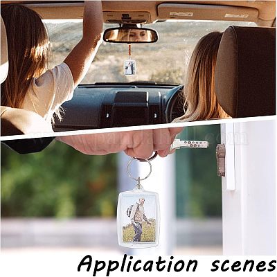 CHGCRAFT 8Pcs Plastic Rearview Mirror Car Picture Frame Car Rear View Mirror Hanging Accessories Small Photo Frame Pendant with Cotton Cords Wood