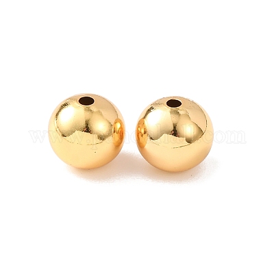 真鍮ビーズ  ラウンド  ラックめっき  長持ちメッキ  カドミウムフリー＆鉛フリー  24KGP本金メッキ  10mm  穴：2mm&nbsp;KK-C157-01E-G-1