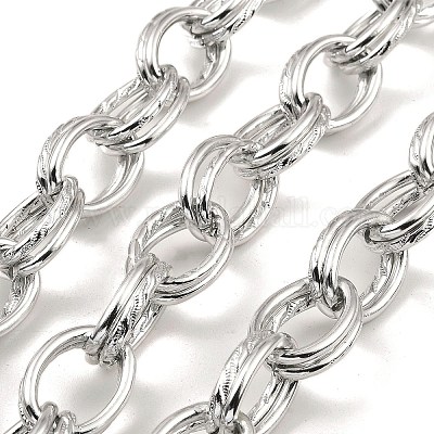 アルミアズキチェーン  溶接されていない  スプールで  プラチナ  22x16x2.5mm  約16.40フィート（5m）/ロール&nbsp;CHA-C002-12P-1