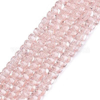 透明ガラスビーズ連売り  骨の形状  多面カット  ピンク  2~2.5x3.5~4x2.5~3mm  穴：0.7~0.8mm  約142~160個/連  11.61~15.35インチ（29.5~39cm）&nbsp;LS-GLAA-Q107-01A-B01-1