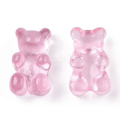 半透明の樹脂カボション  クマ  ピンク  18.5x11x7mm&nbsp;CRES-S303-22F-1