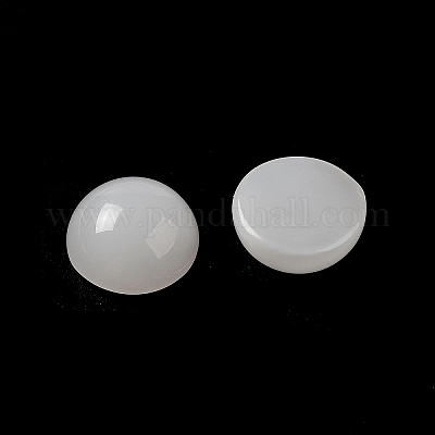 ガラスカボション  天然石風  半円  ホワイト  10x5mm&nbsp;GLAA-B017-07B-01-1