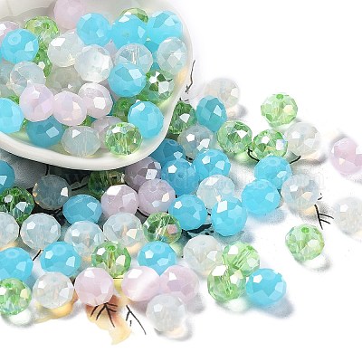 ガラスビーズ  多面カット  ロンデル  紺碧  10x8mm  穴：1mm  約560個/500g&nbsp;EGLA-A034-LM10mm-50-1