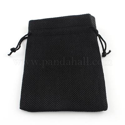 黄麻布ラッピングポーチ巾着袋  ブラック  9x7cm&nbsp;ABAG-Q050-7x9-09-1