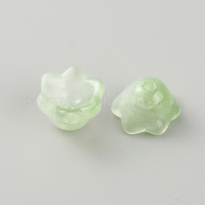 ガラスビーズ  花  薄緑  11~11.5x7.5mm  穴：1.2mm&nbsp;GLAA-WH0033-52Q-1