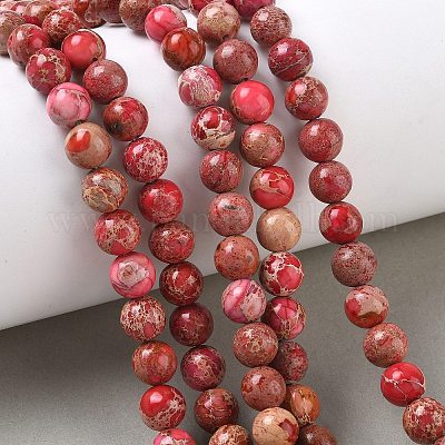 Dyed Natural Imperial Jasper Round Bead Strands&nbsp;G-M274-01-8mm-1
