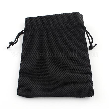 黄麻布ラッピングポーチ巾着袋  ブラック  9x7cm&nbsp;ABAG-Q050-7x9-09-1