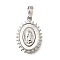 Brass Shell Pendants, Cadmium Free & Lead Free, Virgin Mary, Platinum, 19x13x2.2mm, Hole: 4x6.5mm