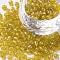 6/0 Glass Seed Beads, Trans. Colors Rainbow, Round, Yellow, 4mm, Hole: 1.5mm, about 1000pcs/100g